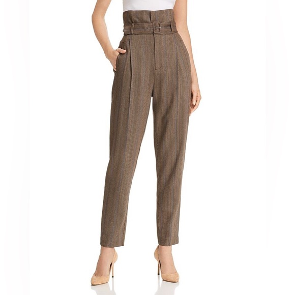 Equipment Femme Alloisa Striped Paperbag-Waist Pants Size 6